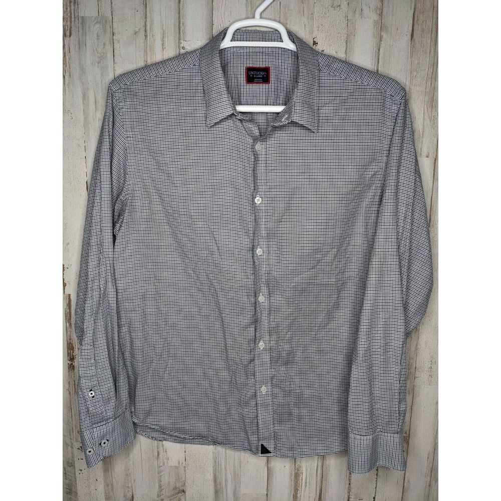 UNTUCKit‎ Button Up Shirt Men's XL Long Sleeve Black & White Houndstooth Cotton